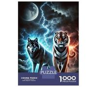 1000 Pieces Jigsaw Puzzles for Teenagers Wolf And Tiger Animal Adult Puzzles Brain Teaser Game Difficult Hard Fun Activities at Home 52x38cm/1000pcs