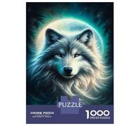 1000 Pieces Jigsaw Puzzles for Teenagers Wolf Moon Fantasy Art Print Puzzle for Adults Relaxing Games Home Decoration Challenging Game Gifts 38x26cm/1000pcs