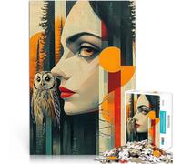1000 Pieces Jigsaw Puzzles for teenagers Woman and Owl in Forest DIY-Spielzeug Die Liebe zwischen Paaren stärken75x50cm