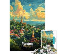 1000 Pieces Jigsaw Puzzles for Teenagers Yangon, Myanmar Cityscape Learning Educational Toys for Educational Game Improve Memory Gifts Birthday (Size 50x75cm)