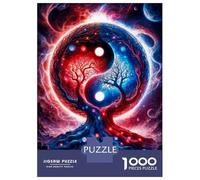 1000 Pieces Jigsaw Puzzles for Teenagers Yin Yang Space Landscape in Red And Blue Puzzle for Adults Family Games Presents for Women Christmas Birthday Gifts 70x50cm/1000pcs