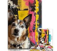 1000 Pieces Jigsaw Puzzles For Teens And Adults Abstract Australian Pinscher,Challenging To Complete But Fun And Humorous Unique Birthday And Gifts 38x26cm