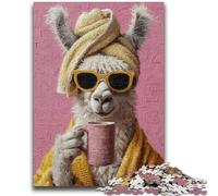 1000 Pieces Jigsaw Puzzles For Teens And Adults Alpaca Drinking Coffee Educational Family Game Is Ideal As Gifts for The Whole Family for 14+ 26x38cm