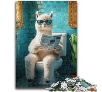1000 Pieces Jigsaw Puzzles For Teens And Adults Alpaca on The Toilet 1000 Piece Puzzle,Challenging Game Toys Wall Decoration Unique Birthday And Xmas Gifts (26x38cm)