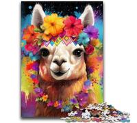 1000 Pieces Jigsaw Puzzles For Teens And Adults Alpaca Wearing Flowers 1000 Pieces for Adults,deal As Gifts for The Whole Family for Ages 14+ (50x75cm)