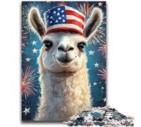 1000 Pieces Jigsaw Puzzles For Teens And Adults American Flag Alpaca 1000 Pieces for Adults,with Matching Poster And Trivia Sheet for Ages 14+ (50x75cm)