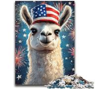 1000 Pieces Jigsaw Puzzles For Teens And Adults American Flag Alpaca Stress Reliever Difficult Challenge Is Ideal As Gifts for The Whole Family 50x75cm