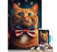 1000 Pieces Jigsaw Puzzles For Teens And Adults American Flag Cat 1000 Piece Puzzle,Challenging Game Toys Wall Decoration Unique Birthday And Xmas Gifts 75x50cm