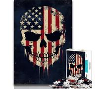 1000 Pieces Jigsaw Puzzles For Teens And Adults American Flag Skull,Toys Educational Games Stress Relieving Great Gifts And Toys (38x26cm)