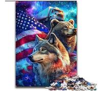 1000 Pieces Jigsaw Puzzles For Teens And Adults American Flag Wolf, for Age 14 Years And over Home Decor As A Gift for The Whole Family And Friends (Size 26x38cm)