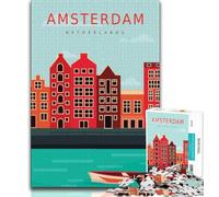 1000 Pieces Jigsaw Puzzles For Teens And Adults Amsterdam Netherlands,Stress Reliever Difficult Challenge Is Ideal As Gifts for The Whole Family (38x26cm)
