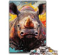 1000 Pieces Jigsaw Puzzles For Teens And Adults Animal Art Rhinoceros Puzzles,deal As Gifts for The Whole Family for Ages 14+ (38x26cm)