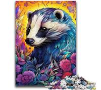 1000 Pieces Jigsaw Puzzles For Teens And Adults Animals Honey Badger 1000 Pieces for Adults,Challenging Game for Is Ideal As A Gift for The Whole Family (38x26cm)