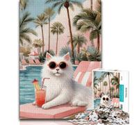 1000 Pieces Jigsaw Puzzles For Teens And Adults Art Cat 1000 Pieces for Adults,with Matching Poster And Trivia Sheet for Ages 14+ 38x26cm