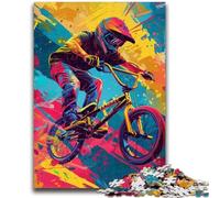 1000 Pieces Jigsaw Puzzles For Teens And Adults Art Mountain Bike Stress Reliever Difficult Challenge with Matching Poster And Trivia Sheet 26x38cm