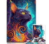 1000 Pieces Jigsaw Puzzles For Teens And Adults Art Psychedelic Cat Puzzles for Adults,Learning Educational Toys Family Games Gifts for Friends And Family 38x26cm