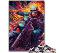 1000 Pieces Jigsaw Puzzles For Teens And Adults Art Skull Motorcycle 1000 Pieces for Adults,Stress Reliever Staycation Kill Time Parent-child Interaction (26x38cm)