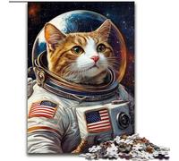 1000 Pieces Jigsaw Puzzles For Teens And Adults Astronaut Cat, Challenging Difficult with Fully Interlocking Randomly Shaped Pieces (size 50x75cm)