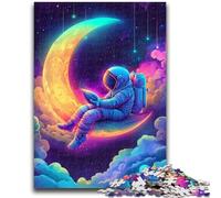 1000 Pieces Jigsaw Puzzles For Teens And Adults Astronaut Sitting on The Moon for And 14 Years And over Interesting Stress Reduction Gifts for Friends And Family 26x38cm