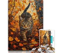 1000 Pieces Jigsaw Puzzles For Teens And Adults Autumn Leaves Cat,Vibrant And Unique Design Relaxing & Challenging Puzzle Experience (75x50cm)