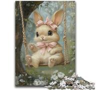 1000 Pieces Jigsaw Puzzles For Teens And Adults Baby Bunny on The Swing 1000 Pieces for Teenagers,Fun Games Wall Decoration Unique Birthday And Xmas Gifts (50x75cm)
