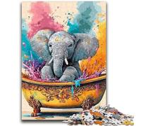1000 Pieces Jigsaw Puzzles For Teens And Adults Baby Elephant Taking A Bath 1000 Pieces for Teenagers,Fun Games Wall Decoration Unique Birthday And Xmas Gifts (38x26cm)