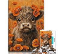 1000 Pieces Jigsaw Puzzles For Teens And Adults Baby Highland Cow 1000 Pieces for Teenagers,Decompressing Intellectual Educational Toy Perfect Decoration 38x26cm