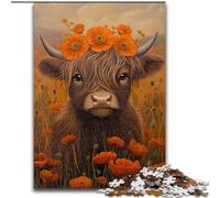 1000 Pieces Jigsaw Puzzles For Teens And Adults Baby Highland Cow, for Educational Game Challenge Toy Enhance Memory for Age 14 (Size 50x75cm)