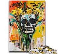 1000 Pieces Jigsaw Puzzles For Teens And Adults Basquiat-style Flowers And Skulls 1000 Pieces for Teenagers,Challenging Game Toys Wall Decoration Unique Birthday And Xmas Gifts (38x26cm)