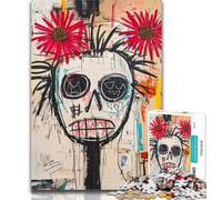 1000 Pieces Jigsaw Puzzles For Teens And Adults Basquiat-style Poppy Skull 1000 Piece Puzzle,Family Game Stress Reliever Difficult Challenge Suitable for Couples 26x38cm