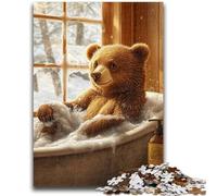 1000 Pieces Jigsaw Puzzles For Teens And Adults Bathroom Brown Bear for And 14 Years And over Interesting Stress Reduction Gifts for Friends And Family 26x38cm