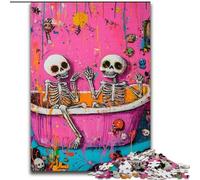 1000 Pieces Jigsaw Puzzles For Teens And Adults Bathroom Skeleton, Challenging Difficult with Fully Interlocking Randomly Shaped Pieces (size 50x75cm)