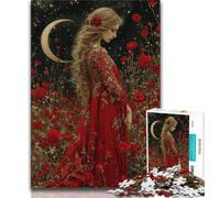 1000 Pieces Jigsaw Puzzles For Teens And Adults Beautiful Girl with Flowers Puzzles,deal As Gifts for The Whole Family for Ages 14+ 26x38cm