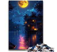 1000 Pieces Jigsaw Puzzles For Teens And Adults Beautiful House by The Lake Stress Reliever Difficult Challenge with Matching Poster And Trivia Sheet 50x75cm