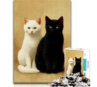 1000 Pieces Jigsaw Puzzles For Teens And Adults Black And White Cat Teenager Puzzles,for Challenging Toy Game And Family Play 26x38cm