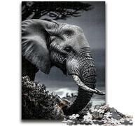 1000 Pieces Jigsaw Puzzles For Teens And Adults Black And White Elephant 1000 Pieces for Teenagers,Fun Games Wall Decoration Unique Birthday And Xmas Gifts (38x26cm)