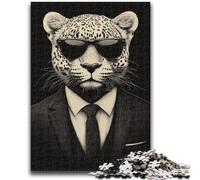 1000 Pieces Jigsaw Puzzles For Teens And Adults Black And White Leopard for And 14 Years And over Interesting Stress Reduction Gifts for Friends And Family 50x75cm