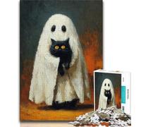 1000 Pieces Jigsaw Puzzles For Teens And Adults Black Cat And Ghost Teenager Puzzles,is Ideal As Gifts for The Whole Family for Age 14 75x50cm