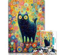 1000 Pieces Jigsaw Puzzles For Teens And Adults Black Cat Oil Painting Adult Jigsaw,Educational Toys & Games for Adults And Teenagers (size 75x50cm)