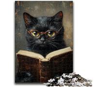 1000 Pieces Jigsaw Puzzles For Teens And Adults Black Cat Reading Vibrant And Unique Design Relaxing & Challenging Puzzle Experience 26x38cm