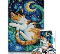 1000 Pieces Jigsaw Puzzles For Teens And Adults Black Cat Sleeping in The Night Sky, Stress Relief Toys,is Ideal As Gifts for The Whole Family Suitable for And 14 38x26cm