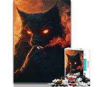 1000 Pieces Jigsaw Puzzles For Teens And Adults Black Cat Smoking Adult Jigsaw,Educational Games Wall Decoration Unique Birthday And Xmas Gifts (size 38x26cm)