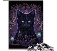 1000 Pieces Jigsaw Puzzles For Teens And Adults Black Light Cat, Family Game Stress Reliever Difficult Challenge A Work of Art for Ages 14+ (Size 50x75cm)