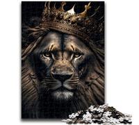 1000 Pieces Jigsaw Puzzles For Teens And Adults Black Lion King on Gold Challenging To Complete But Fun And Humorous Birthday Present, Gifts, Wall Art 38x26cm
