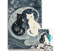 1000 Pieces Jigsaw Puzzles For Teens And Adults Black White Yin Yang Cat Adult Puzzles,Perfect for Game Nights, Colorful Toy for Home Gift (size 75x50cm)