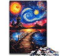1000 Pieces Jigsaw Puzzles For Teens And Adults Bridge Under The Night Sky for Age 14+ Quiz Game Fun at Home Activities, Birthday Present,Travel Gifts 26x38cm