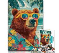 1000 Pieces Jigsaw Puzzles For Teens And Adults Brown Bear at The Beach Teenager Puzzles,for Challenging Toy Game And Family Play 26x38cm