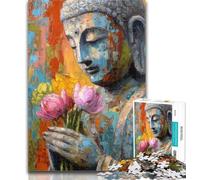 1000 Pieces Jigsaw Puzzles For Teens And Adults Buddha Holding Flowers 1000 Piece Puzzle,Family Game Stress Reliever Difficult Challenge Suitable for Couples 26x38cm