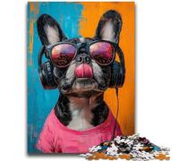 1000 Pieces Jigsaw Puzzles For Teens And Adults Bulldog Listening to Music Jigsaw,learning Educational Is Ideal As A Gift for The Whole Family (26x38cm)
