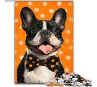 1000 Pieces Jigsaw Puzzles For Teens And Adults Bulldog Wearing A Bow Tie,Family Game Stress Reliever Difficult Challenge Enhance Love between Couples 50x75cm